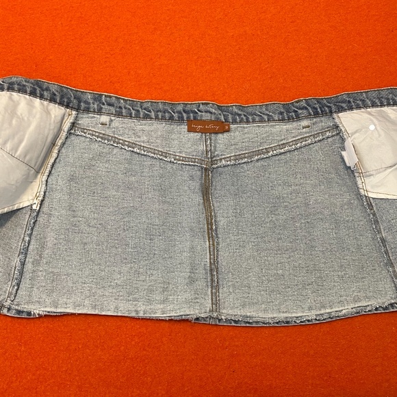 Beige Botany faded asymmetric crossover panel denim miniskirt NWT - Picture 5 of 12